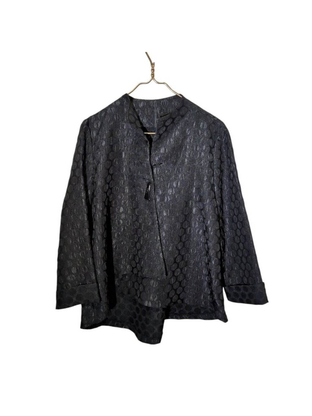 IC By Connie K Jacket Womens Large Black Textured Circle Made In USA Size L